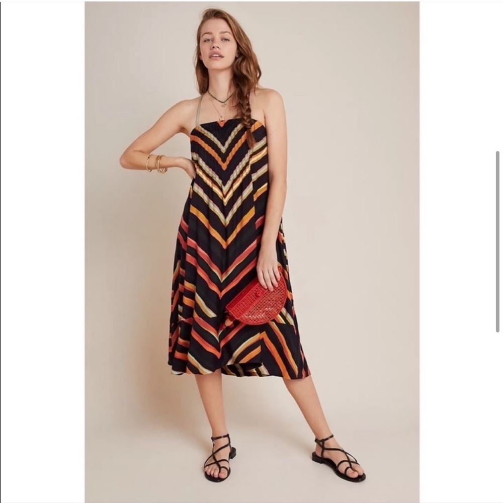 Anthropologie Runi Chevron Stripe Midi Dress Size Small